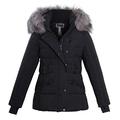 Shelikes Womens Pink Grey Contrast Zip Belt Quilted Padded Long Winter Coat Size (UK 14, BLACK (1747))