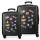 Disney Have a good day Mickey Black Luggage Set 55/68 cm Rigid ABS Combination Lock 104 Litre 4 Double Wheels Hand Luggage