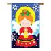Breeze Decor Two Group H114066-P2 Praying Angel Winter Christmas Applique Decorative Vertical 28" X 40" Double Sided House Flag, in Blue | Wayfair