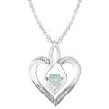 "Sterling Silver Gemstone & Diamond Accent Heart Pendant Necklace, Women's, Size: 18"", White"