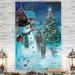 The Holiday Aisle® Frosty & Friends by Parvez Taj - Wrapped Canvas Painting Print Canvas, Solid Wood in Blue | 20 H x 16 W x 1 D in | Wayfair