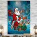 The Holiday Aisle® Santa's Woodland Friends by Parvez Taj - Wrapped Canvas Painting Print Metal in Blue | 32 H x 24 W in | Wayfair