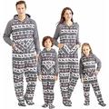 Yaffi Family Matching Pajamas Christmas Festival Footed Pyjamas Hoodie Jumpsuit Onesie for Mom Dad Kids Fleece Snowflake Sleeper PJs Men M Grey