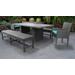 Barbados Rectangular Outdoor Patio Dining Table w/ 2 Chairs w/ Arms and 2 Benches in Aruba - TK Classics Barbados-Dtrec-Kit-2Dc2Db-C-Aruba