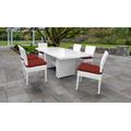 Miami Rectangular Outdoor Patio Dining Table w/ 6 Armless Chairs in Terracotta - TK Classics Miami-Dtrec-Kit-6C-Terracotta