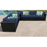 Belle 5 Piece Outdoor Wicker Patio Furniture Set 05d in Navy - TK Classics Belle-05D-Navy