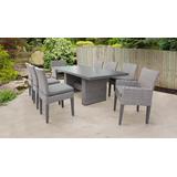 Monterey Rectangular Outdoor Patio Dining Table w/ 6 Armless Chairs And 2 Chairs W/ Arms in Grey - TK Classics Monterey-Dtrec-Kit-6Adc2Dcc-Grey