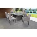 Monterey Rectangular Outdoor Patio Dining Table w/ 6 Armless Chairs And 2 Chairs W/ Arms in Grey Stone - TK Classics Monterey-Dtrec-Kit-6Adc2Dc