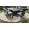 Belle Rectangular Outdoor Patio Dining Table w/ 8 Armless Chairs in Grey - TK Classics Belle-Dtrec-Kit-8C-Grey