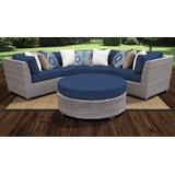 Florence 4 Piece Outdoor Wicker Patio Furniture Set 04a in Navy - TK Classics Florence-04A-Navy