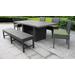 Belle Rectangular Outdoor Patio Dining Table w/ 4 Chairs and 1 Bench in Cilantro - TK Classics Belle-Dtrec-Kit-4C1B-C-Cilantro