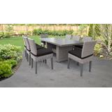 Florence Rectangular Outdoor Patio Dining Table w/ 8 Armless Chairs in Black - TK Classics Florence-Dtrec-Kit-8C-Black