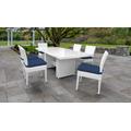 Miami Rectangular Outdoor Patio Dining Table w/ 6 Armless Chairs in Navy - TK Classics Miami-Dtrec-Kit-6C-Navy