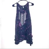 Free People Tops | Free People Embellished Tunic Top, Size S | Color: Black/Purple | Size: S