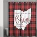 The Holiday Aisle® Brianne There's No Place Like Ohio for the Holidays Single Shower Curtain Polyester in Black/Pink/Red | 74 H x 71 W in | Wayfair