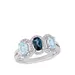 Belk & Co 1.6 Ct. T.w. London And Sky-Blue Topaz And 1/5 Ct. T.w. Diamond 3-Stone Halo Ring In Sterling Silver, 8