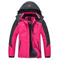 YSENTO Womens Waterproof Jacket Winter Warm Ski Coat Hooded Mountain Fishing Hiking Jackets(Rose red,XS)