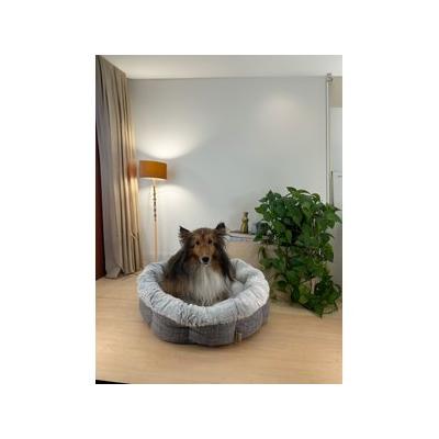 Best Pet Supplies Round Bolster Cat & Dog Bed, Light Gray, Large