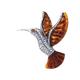 Hummingbird Oxidised Sterling Silver Brooch Pin/Clip of Orange Amber in Vintage Style for Women Ladies - 925 Sterling Silver - Brooch Jewellery