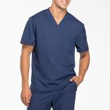 Dickies Men's Dynamix V-Neck Scrub Top With Zip Pocket - Navy Blue Size 2Xl (DK610)