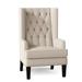 Wingback Chair - Everly Quinn Searle 30" Wide Tufted Wingback Chair Fabric in White/Brown | 48 H x 30 W x 34 D in | Wayfair