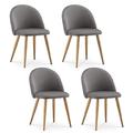 OFCASA Dining Chairs Set of 4 Velvet Padded Seat Curved Backrest Kitchen Counter Chair Lounge Chairs with Wood Effect Metal Legs for Home Kitchen Living Room, Grey