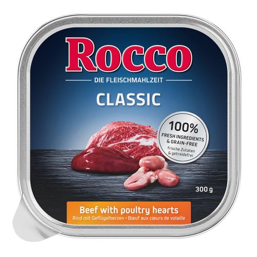 9x300g Schale Rind Geflügelherzen Rocco Hundefutter nass