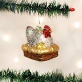 Old World Christmas Hen on Nest Hanging Figurine Ornament Glass in Gray/Yellow | 2.5 H x 3 W x 2.25 D in | Wayfair 16062