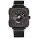Men's Watches,Square Leather Strap Watch Calendar Sports Fashion Big Dial Watch, Black Face Black Leather