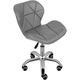 Charles Jacobs Office Swivel Computer Desk Chair with a Height Adjustable Chrome base and Wheels - Grey PU