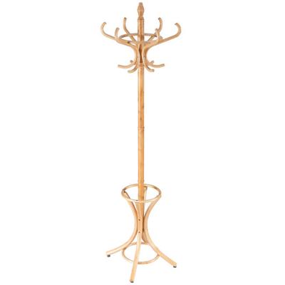 Costway Wood Standing Hat Coat Rack with Umbrella Stand-Natural