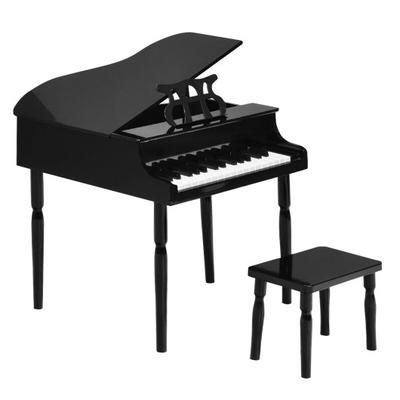 Costway 30-Key Wood Toy Kids Grand Piano with Bench & Music Rack-Black