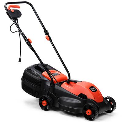 Costway 14 Inch Electric Push Lawn Corded Mower with Grass Bag-Red
