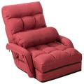 Costway Folding Lazy Floor Chair Sofa with Armrests and Pillow-Red