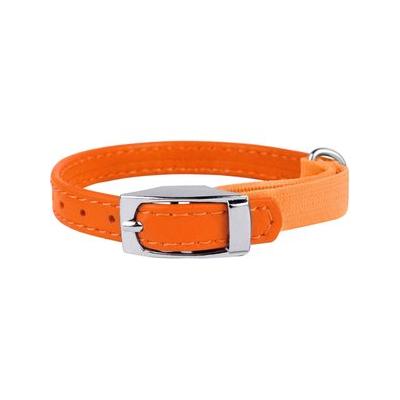 CollarDirect Leather Cat Collar with Bell, Orange, Medium: 9 to 11-in neck, 3/8-in wide