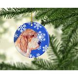 The Holiday Aisle® Petit Basset Griffon Vendeen Winter Snowflake Holiday Hanging Figurine Ornament /Porcelain in Blue/Brown | Wayfair