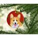 The Holiday Aisle® Corgi Snowflakes Holiday Christmas Hanging Figurine Ornament Ceramic/Porcelain in Red/Yellow | 3 H x 3 W x 0.25 D in | Wayfair