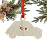 The Holiday Aisle® Personalized Laser Engraved Christmas Hanging Figurine Ornament Wood in Brown | 4 H x 4 W x 4 D in | Wayfair