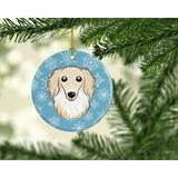 The Holiday Aisle® Snowflake Longhair Creme Dachshund Hanging Figurine Ornament /Porcelain in Blue/Brown/White | 3 H x 3 W x 0.25 D in | Wayfair