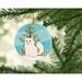 The Holiday Aisle® Turkish Angora Cat Merry Christmas Tree Holiday Shaped Ornament Ceramic/Porcelain in Blue | 3 H x 3 W x 0.25 D in | Wayfair