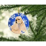 The Holiday Aisle® Cocker Spaniel Winter Snowflakes Holiday Christmas Hanging Figurine Ornament /Porcelain in Blue/Brown | Wayfair