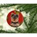 The Holiday Aisle® Snowflakes Holiday Christmas Yorkie Puppy Hanging Figurine Ornament /Porcelain in Brown/Red | 3 H x 3 W x 0.25 D in | Wayfair