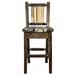 Loon Peak® Homestead Collection 30" Bar Stool Wood/Upholstered in Brown/Green | 44 H x 19 W x 20 D in | Wayfair 3584435F6B87422B8791281DACB6FB33