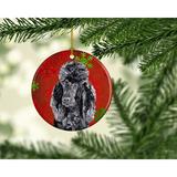 The Holiday Aisle® Standard Poodle Snowflakes Holiday Hanging Figurine Ornament Ceramic/Porcelain in Black/Red | 3 H x 3 W x 0.25 D in | Wayfair