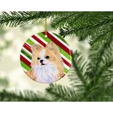 The Holiday Aisle® Chihuahua Holiday Christmas Hanging Figurine Ornament Ceramic/Porcelain in Brown/Green/Red | 3 H x 3 W x 0.25 D in | Wayfair