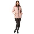 Roman Originals Women Padded Parka Coat Ladies Puffer Quilted Bubble Jacket Autumn Winter Waterproof Rainproof Wind Resistant Thermal Fitted Puffa Faux Fur Trim Concealed Hood - Light Pink - Size 12