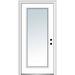 Verona Home Design Full Lite Clear Glass Primed Fiberglass Smooth Prehung Front Entry Door Fiberglass in White | 81.75 H x 36 W x 4.56 D in | Wayfair