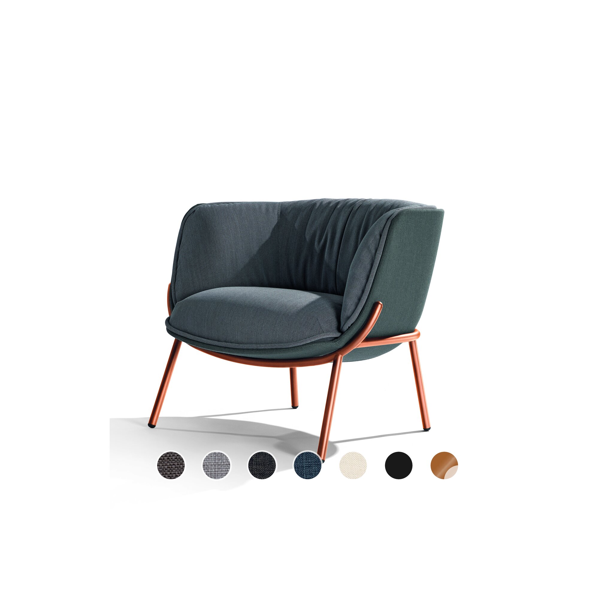 infiniti »BOMBOM« Designer-Sessel 4-Fuss / AC31 Schwarz matt lackiert / FL 408 sand / FL100 chiarograu