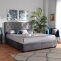 Baxton Studio Caronia Modern Grey Velvet Fabric 2-Drawer Queen Size Platform Storage Bed - Wholesale Interiors Caronia-Grey-Queen