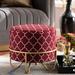 Baxton Studio Candice Glam & Luxe Red Quatrefoil Velvet Fabric Gold Finished Metal Ottoman - Wholesale Interiors JY19A255-Red/Gold-Otto